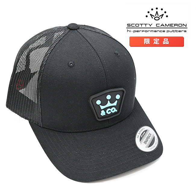 スコッティキャメロン クラウン&CO. ラバーパッチ キャップ メッシュ スナップバック ブラック スコッティブルー フリーサイズ 029953 ミニクラウン