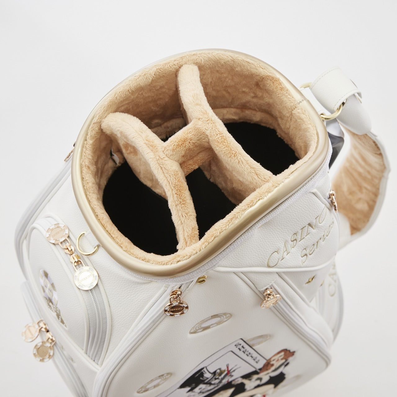 シェリフ ゴルフ SHERIFF SCA-009 スタンダードモデル カジノ シリーズ キャディバッグ 数量50本限定モデル 9.5インチ ゴルフ バッグ ホワイト/ブラック