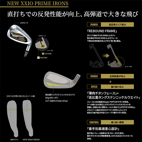ダンロップ ゼクシオ プライム アイアンセット 4本組(7~9、PW) XXIO PRIME SP-1200 カーボンシャフト 2023年モデル メンズ ゴルフ シニア