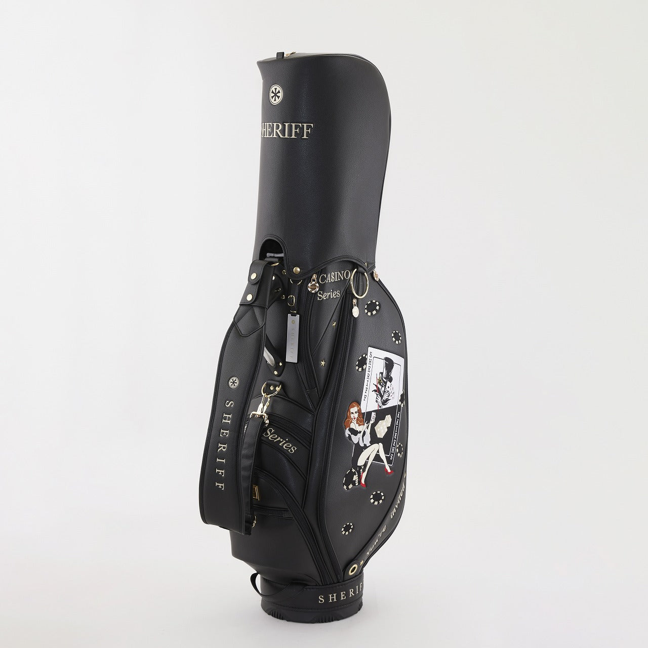 シェリフ ゴルフ SHERIFF SCA-009 スタンダードモデル カジノ シリーズ キャディバッグ 数量50本限定モデル 9.5インチ ゴルフ バッグ ホワイト/ブラック