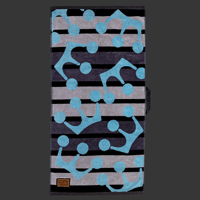 スコッティ キャメロン ラウンドタオル ストライプ ミニ クラウン ブラック/グレー 限定 Striped Mini Crown Towel Scotty Cameron